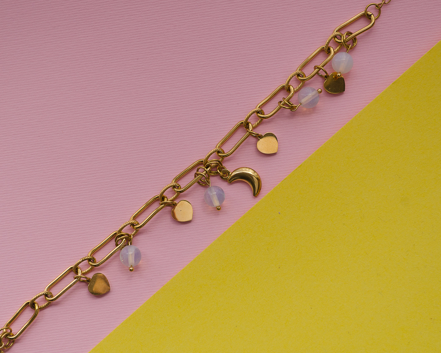 BRACCIALE ACCIAIO E PIETRA DI LUNA