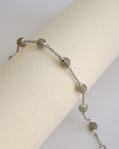 BRACCIALE LABRADORITE E ACCIAIO