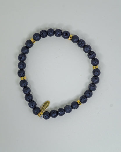 BRACCIALE PIETRA LAVICA E DISTANZIATORI IN ACCIAIO