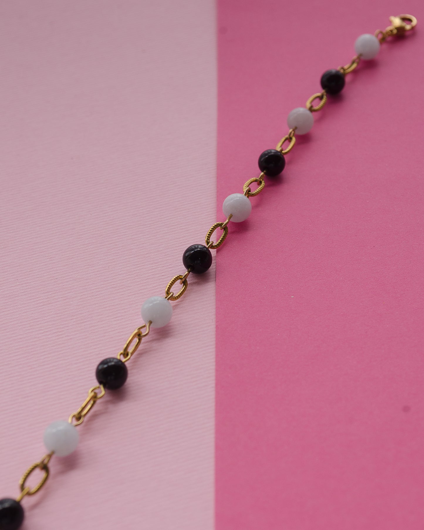 BRACCIALE ACCIAIO ONICE NERO E ACQUAMARINA