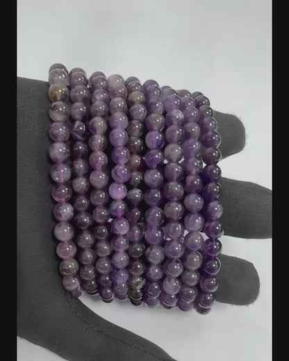 Bracciale con perline di ametista da 6 mm